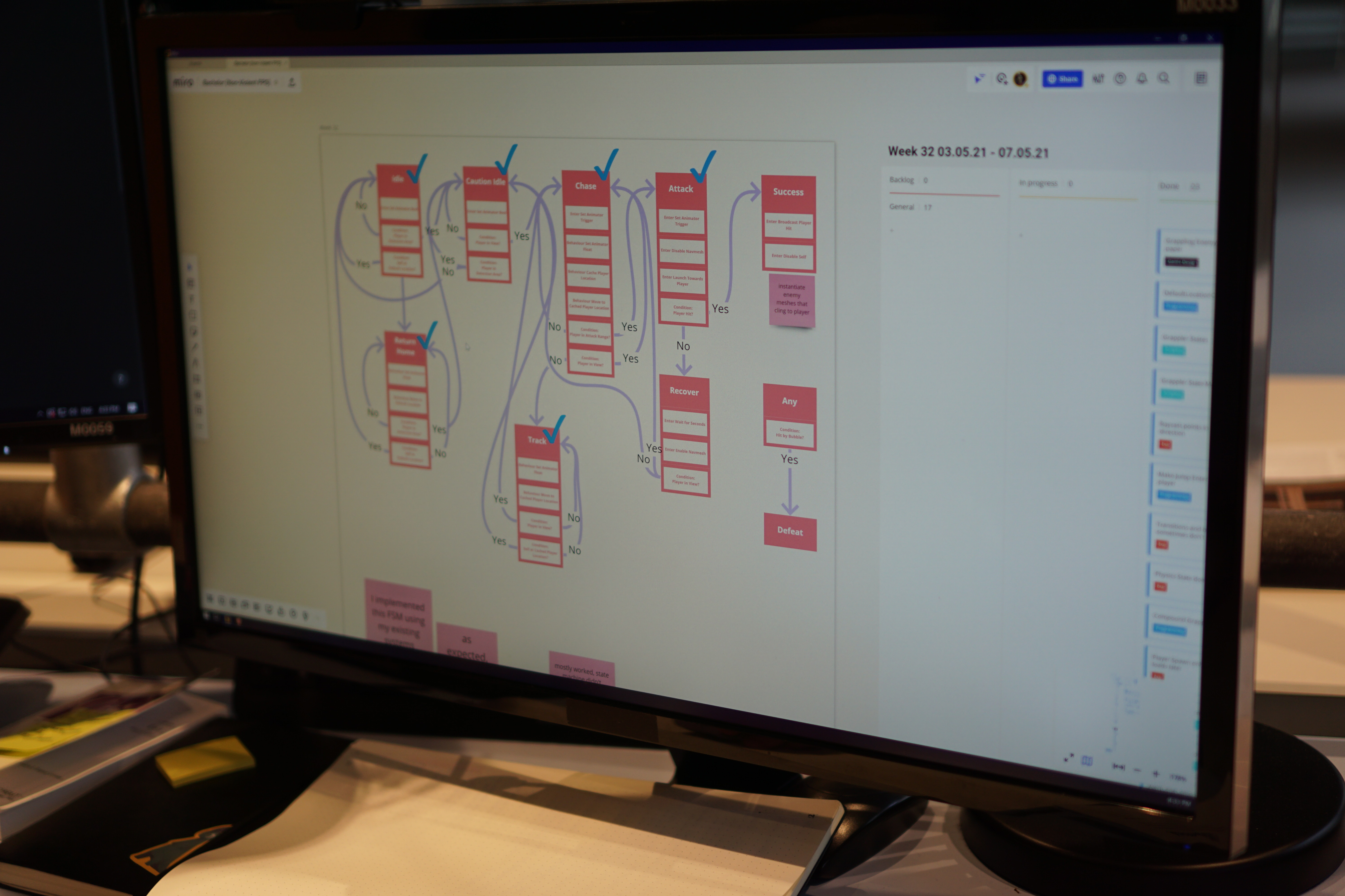 A state machine flow for an NPC that chases the player.